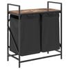 vidaXL Panier &agrave; linge &agrave; 2 compartiments avec &eacute;tag&egrave;re ch&ecirc;ne fum&eacute;