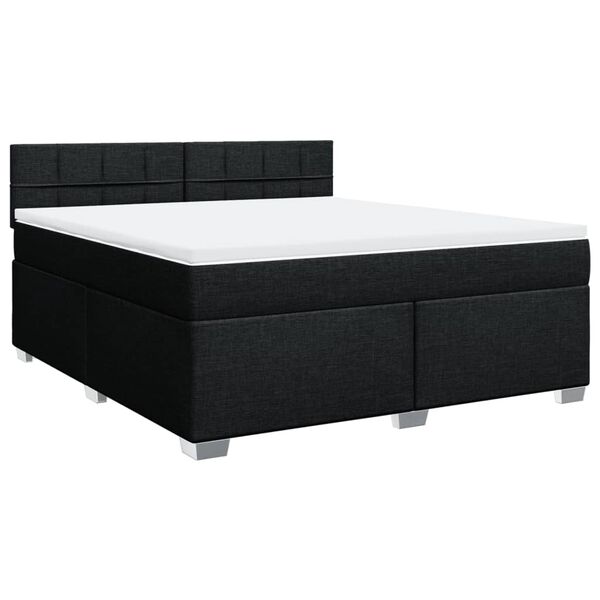 vidaXL Sommier &agrave; lattes de lit avec matelas Noir 180x200 cm Tissu