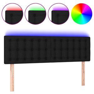 vidaXL T&ecirc;te de lit &agrave; LED Noir 144x5x78/88 cm Tissu