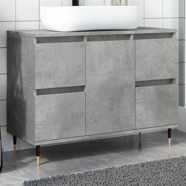 vidaXL Armoire salle de bain gris b&eacute;ton 80x33x60cm bois d'ing&eacute;nierie