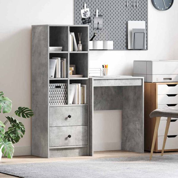 vidaXL Bureau avec tiroir 2 pcs Gris b&eacute;ton