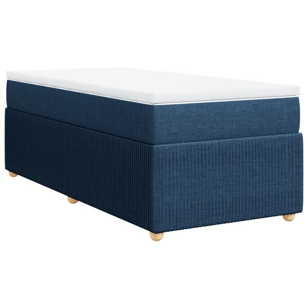 vidaXL Sommier à lattes de lit avec matelas Bleu 100x200 cm Tissu