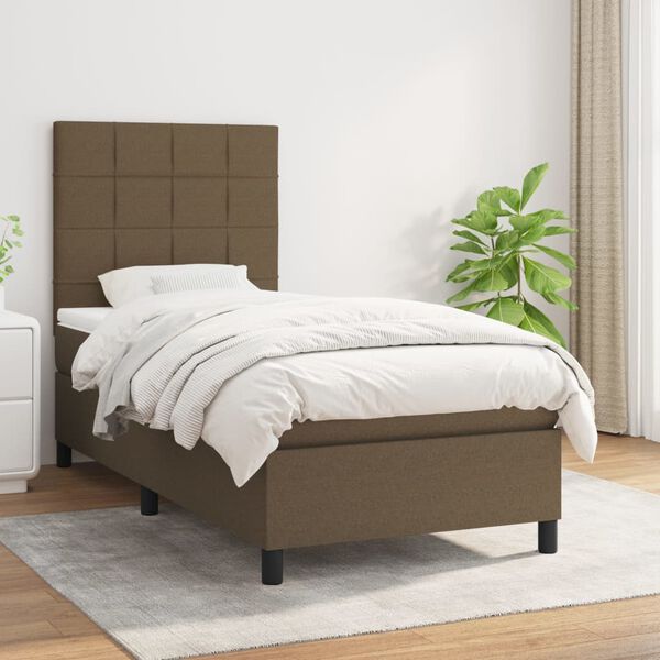 vidaXL Sommier &agrave; lattes de lit avec matelas Marron fonc&eacute; 80x200 cm