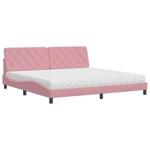 vidaXL Lit avec matelas rose 200x200 cm velours