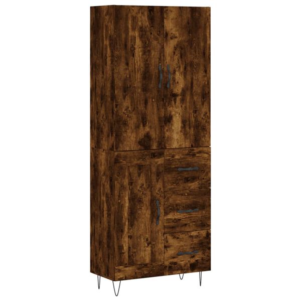 vidaXL Buffet haut Ch&ecirc;ne fum&eacute; 69,5x34x180 cm Bois d'ing&eacute;nierie