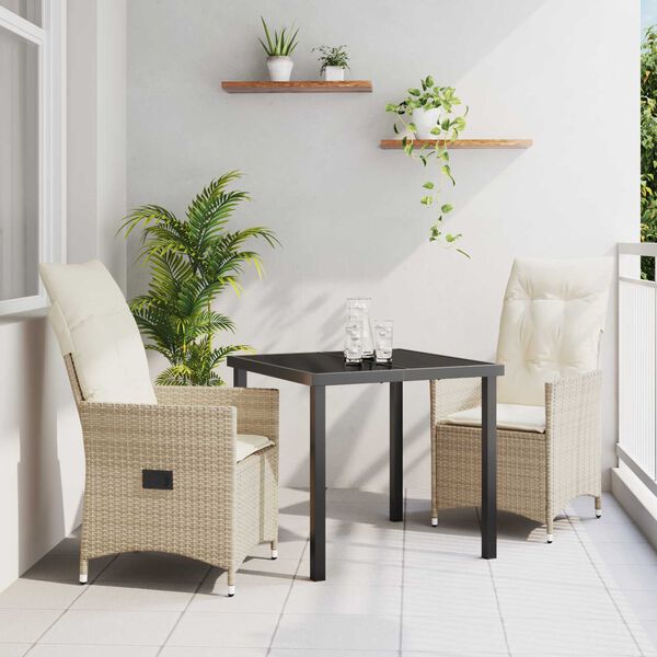 vidaXL Ensemble de salle &agrave; manger pour jardin 3 pcs Beige polyrotin