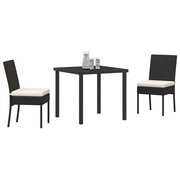 vidaXL Ensemble de salle &agrave; manger pour jardin 3 pcs Noir