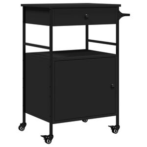 vidaXL Chariot de cuisine noir 56x43x89,5 cm bois d'ing&eacute;nierie
