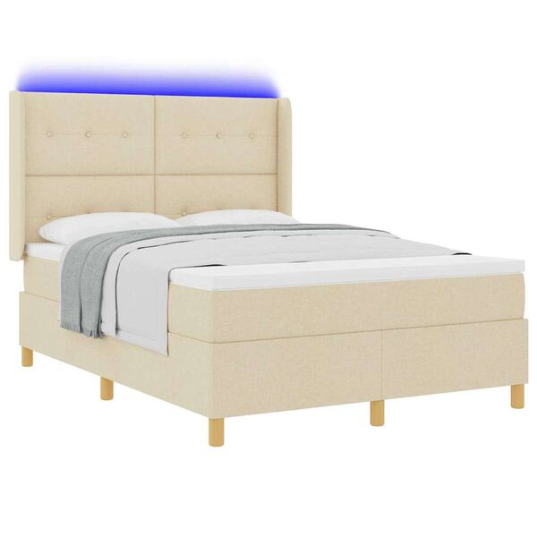 vidaXL Lit à ressorts avec matelas Crème 160 x 200 cm tissu