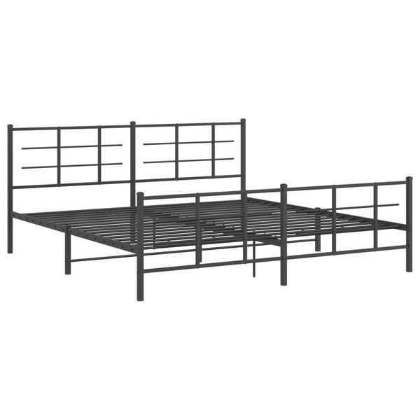 vidaXL Cadre de lit métal sans matelas avec pied de lit noir 193x203cm