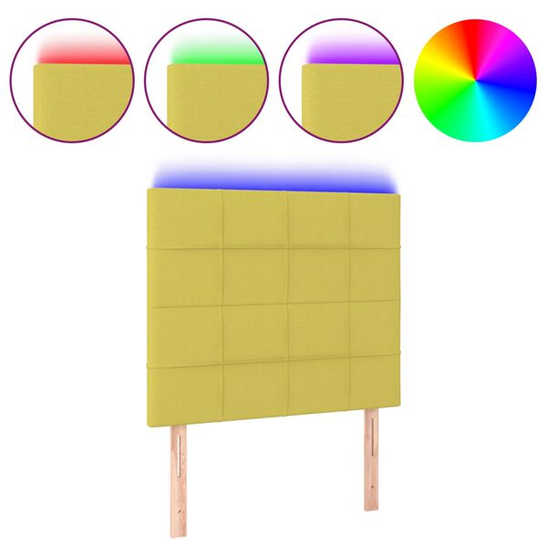 vidaXL T&ecirc;te de lit &agrave; LED Vert 80x5x118/128 cm Tissu