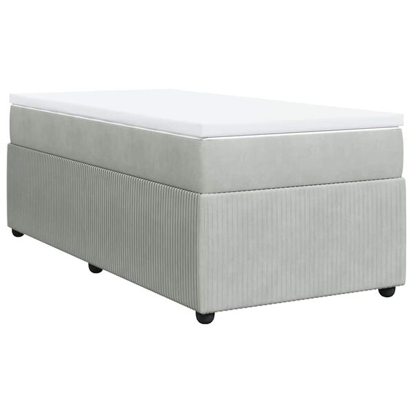 vidaXL Sommier &agrave; lattes de lit et matelas Gris clair 80x200 cm Velours