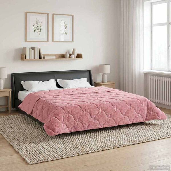 vidaXL Duvet complet toute l'ann&eacute;e Matelass&eacute; Rose 240 x 260 cm