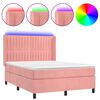 vidaXL Sommier &agrave; lattes de lit matelas et LED Rose 140x190 cm Velours