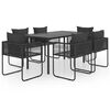 vidaXL Ensemble &agrave; manger de jardin 7 pcs PVC r&eacute;sine tress&eacute;e noir