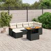 vidaXL Salon de jardin 7 pcs avec coussins noir r&eacute;sine tress&eacute;e