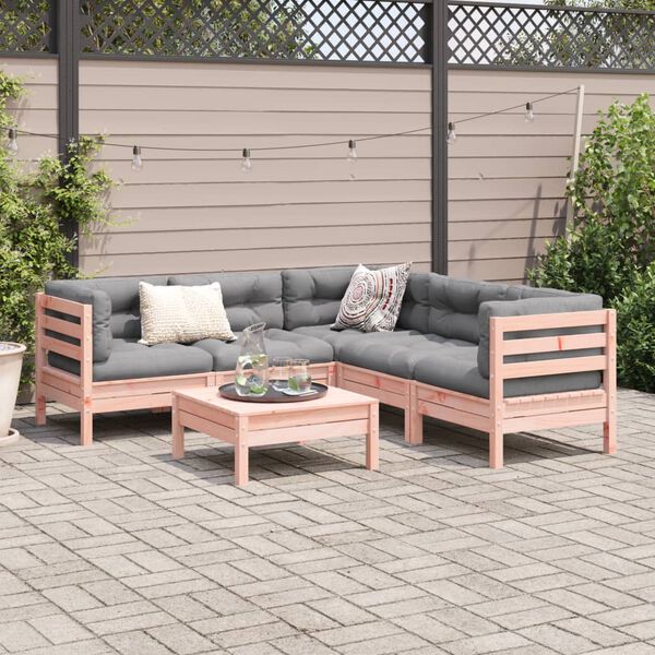 vidaXL Salon de jardin 6 pcs et coussins bois massif sapin de douglas