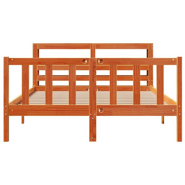 vidaXL Cadre de lit et t&ecirc;te de lit sans matelas cire marron 150x200 cm