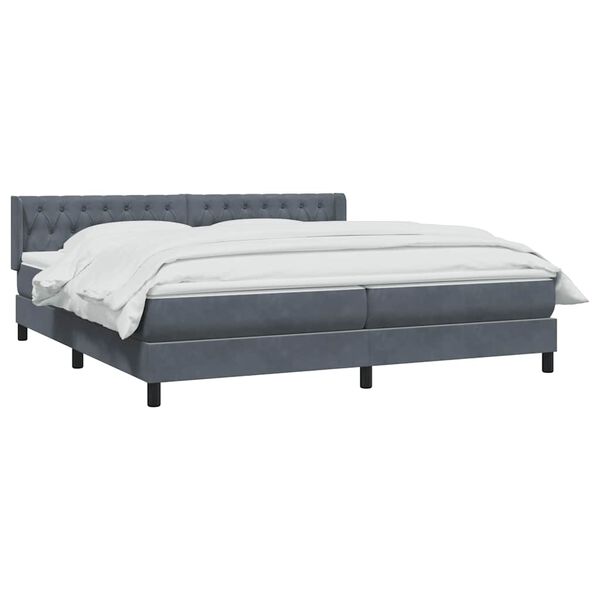vidaXL Sommier &agrave; lattes de lit et matelas gris fonc&eacute; 180x210cm velours