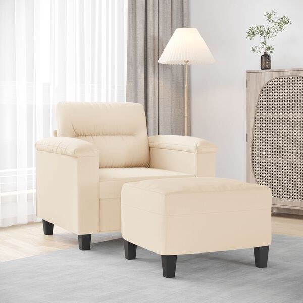 vidaXL Fauteuil avec repose-pied Beige 60 cm Tissu microfibre