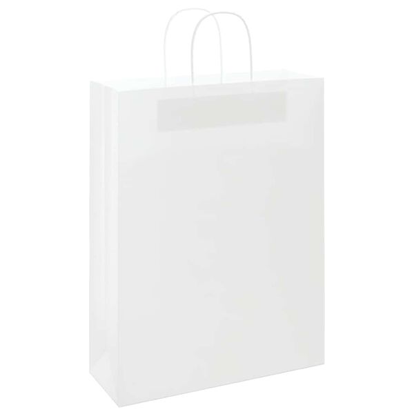 vidaXL Sacs en papier 50 pcs avec poign&eacute;es blanc 32x12x42 cm