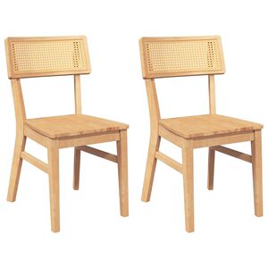 vidaXL Chaises à manger 2 pcs bois massif caoutchouc