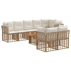 vidaXL Ensemble de canap&eacute; de jardin 9 pc Blanc Naturel et Cr&egrave;me