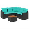 vidaXL Salon de jardin 6 pcs avec coussins noir r&eacute;sine tress&eacute;e