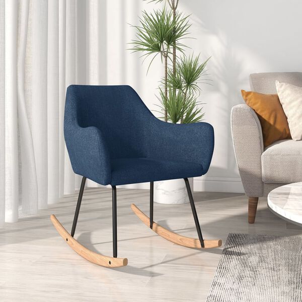 vidaXL Chaise &agrave; bascule Bleu Tissu