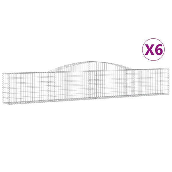 vidaXL Paniers à gabions arqués 6 pcs 400x30x60/80 cm Fer galvanisé