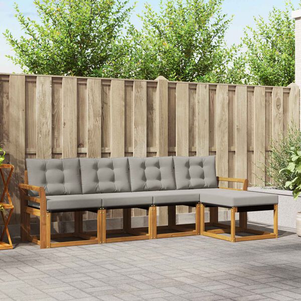 vidaXL Ensemble de canap&eacute;s d'ext&eacute;rieur 5 pcs Gris Naturel et Clair