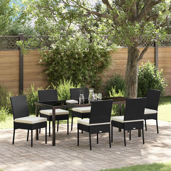 vidaXL Ensemble de salle &agrave; manger pour jardin 7 pcs Noir
