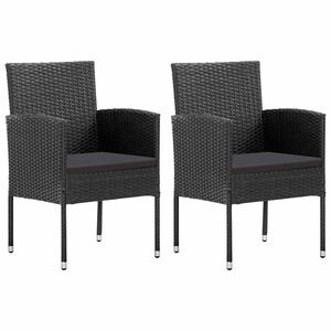 vidaXL Chaises de jardin avec coussins noir lot de 2 r&eacute;sine tress&eacute;e