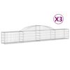 vidaXL Paniers &agrave; gabions arqu&eacute;s 3 pcs 300x30x40/60 cm fer galvanis&eacute;