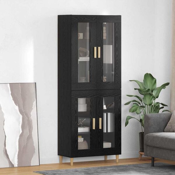 vidaXL Haut Armoire Ch&ecirc;ne noir 69,5 x 34 x 180 cm Bois d'ing&eacute;nierie
