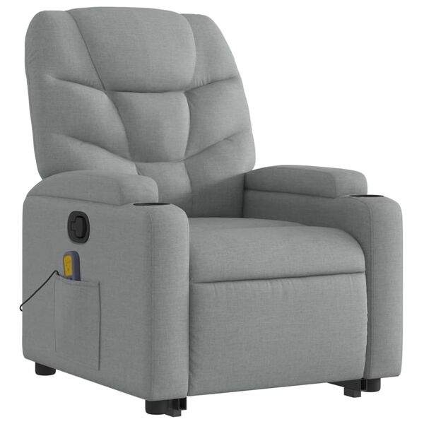 vidaXL Fauteuil de massage inclinable Gris clair Tissu