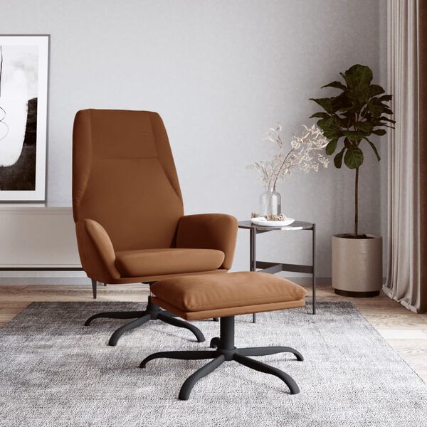 vidaXL Chaise de relaxation avec tabouret Marron Tissu microfibre