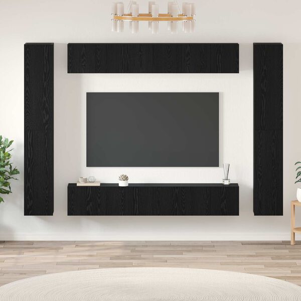 vidaXL Ensemble meuble TV 10 pcs Ch&ecirc;ne noir Bois d'ing&eacute;nierie