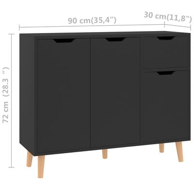 vidaXL Buffet noir brillant 90x30x72 cm bois d'ingénierie