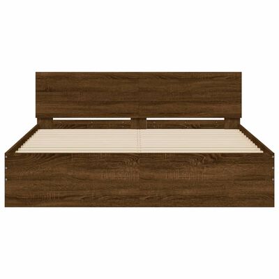 vidaXL Cadre de lit avec tête de lit chêne marron 140x200 cm