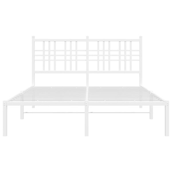 vidaXL Cadre de lit métal sans matelas et tête de lit blanc 135x190 cm