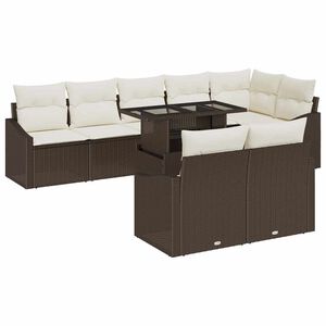vidaXL Ensemble de canap&eacute; de jardin avec coussin 9 pcs Marron et Cr&egrave;me