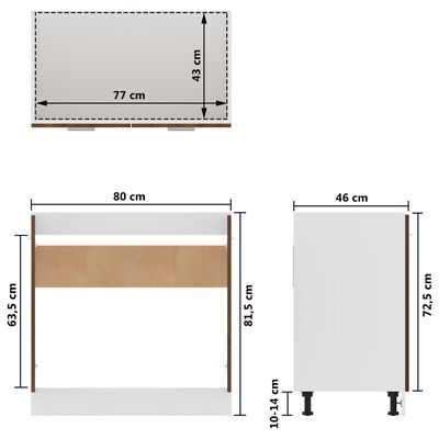 vidaXL Armoire de plancher d'évier Chêne marron 80x46x81,5 cm