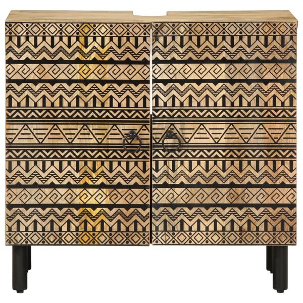 vidaXL Armoire lavabo de salle de bain noir bois massif de manguier