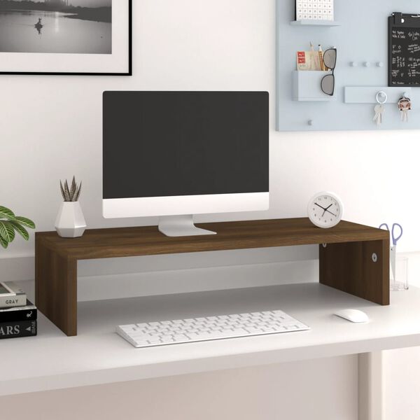 vidaXL Support de moniteur Ch&ecirc;ne marron 60x23,5x12cm Bois d'ing&eacute;nierie
