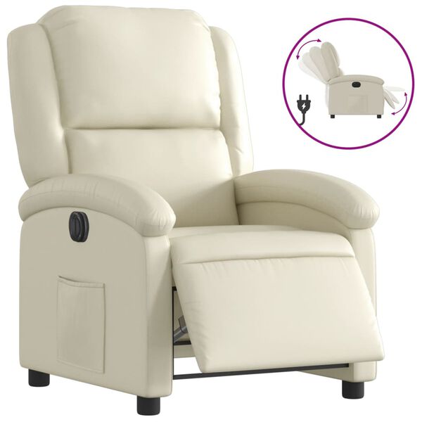 vidaXL Fauteuil inclinable électrique Crème Similicuir