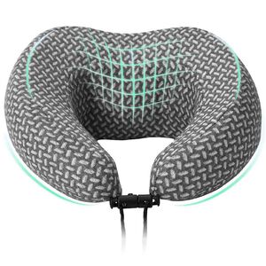 vidaXL Coussin de voyage pour le cou Gris Mousse &agrave; m&eacute;moire de forme
