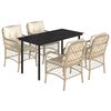 vidaXL Ensemble &agrave; manger de jardin avec coussins 5pcs Beige poly rotin