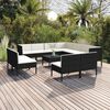 vidaXL Salon de jardin 12 pcs avec coussins r&eacute;sine tress&eacute;e noir