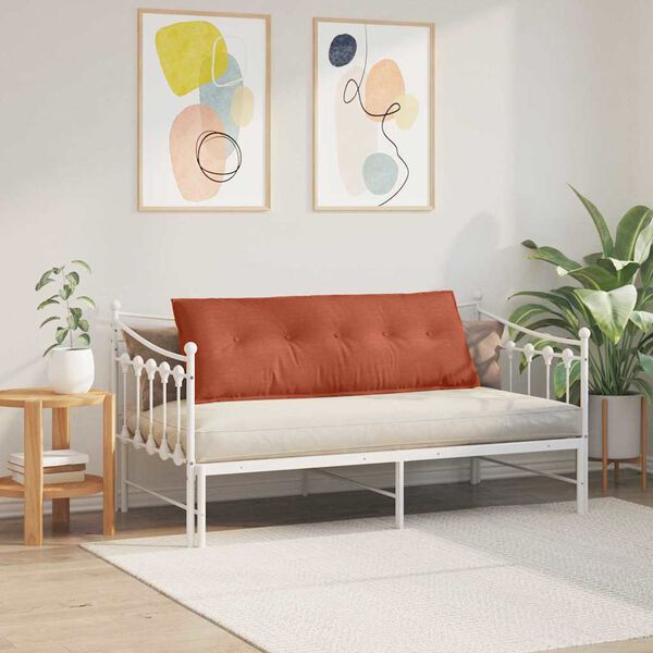 vidaXL Coussin de Dos Rouge orange 140 x 50 cm Tissu en velours c&ocirc;tel&eacute;